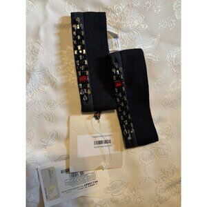 MAX MARA CUBE Embellished Removable Beaded Cuffs in Black Red NEW